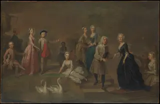 Uvedale Tomkyns Price (1685–1764) and Members of His Family, by Bartholomew Dandridge, oil, 1731