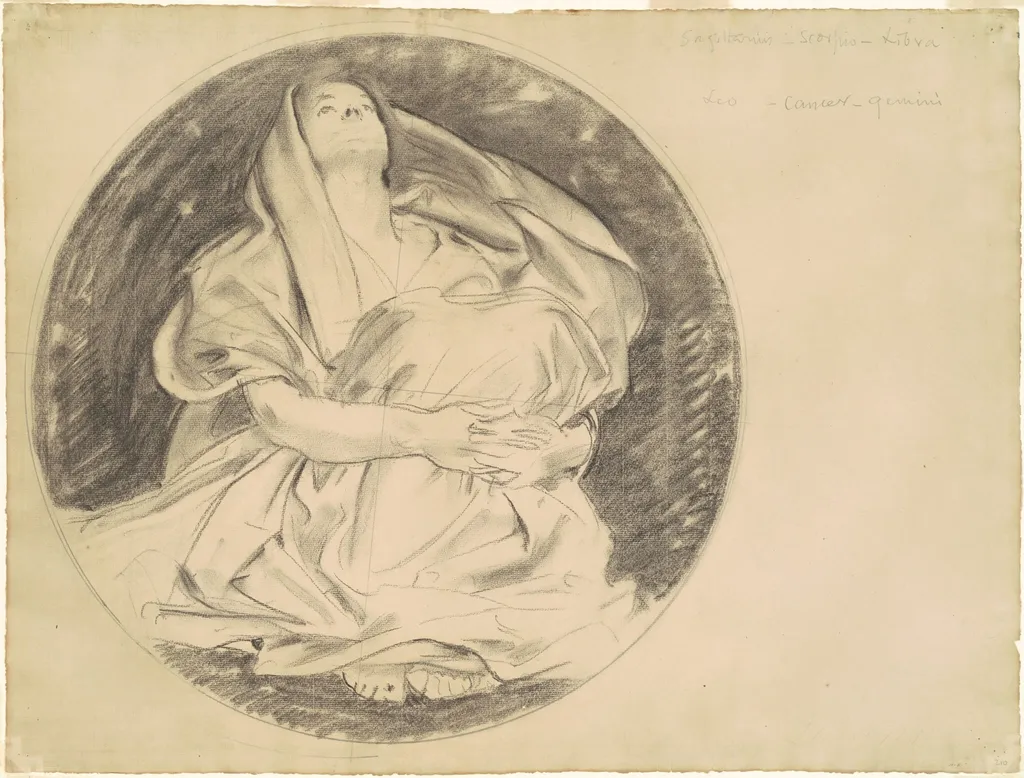 Study for "Astronomy", by John Singer Sargent, charcoal, 1921