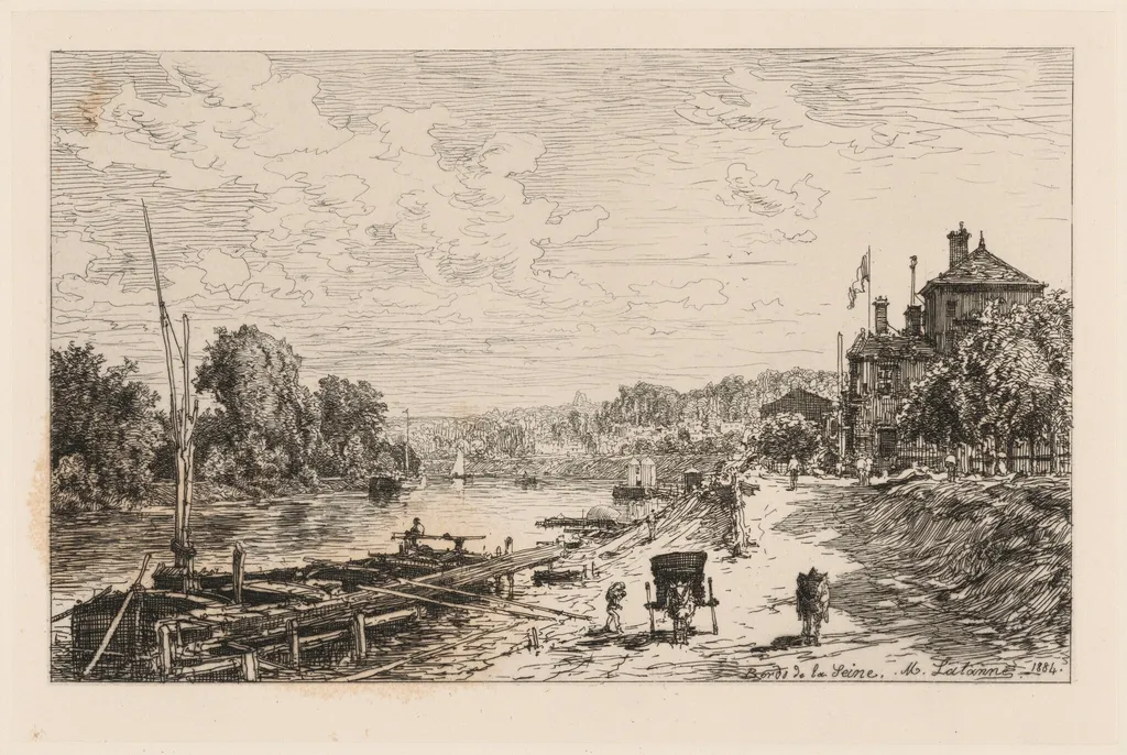 Vue du Bas Meudon, Bords de la Seine, by Maxime Lalanne, ink, 1884