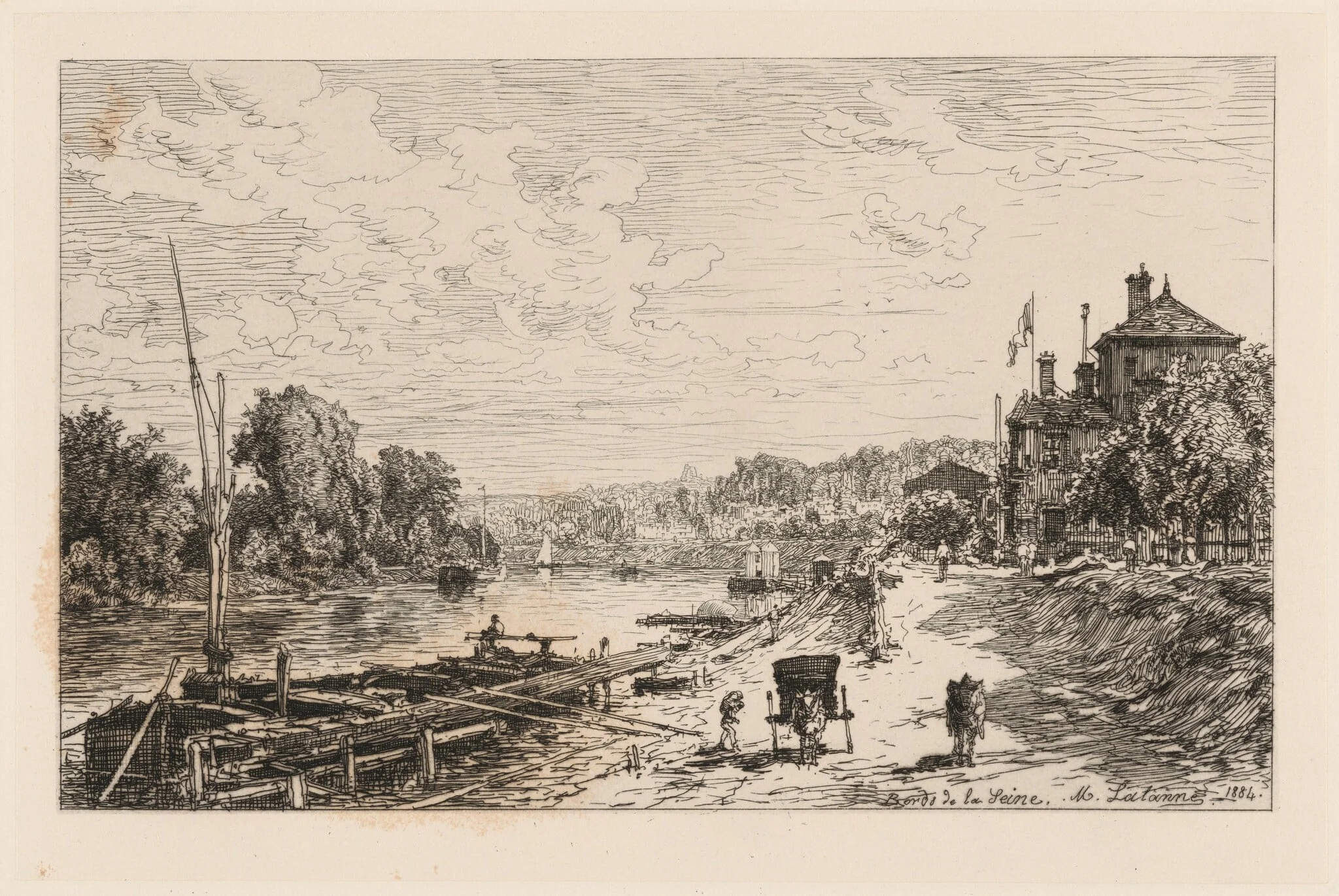 Vue du Bas Meudon, Bords de la Seine, detail
