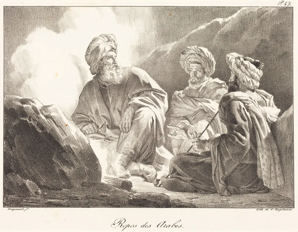 Repos des Arabes (Arabs Resting), by Alexandre-Evariste Fragonard, ink, 1820