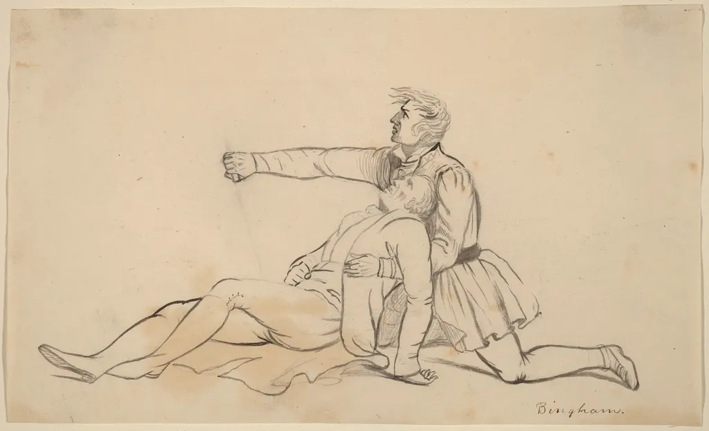 The Death of General Warren, by George Caleb Bingham, graphite, 1845