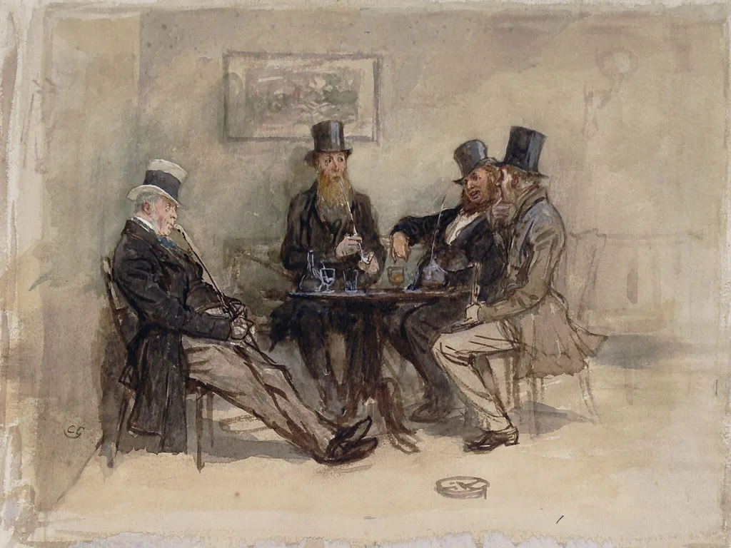 The Bar Parlour, by Charles Green, watercolor, 1850