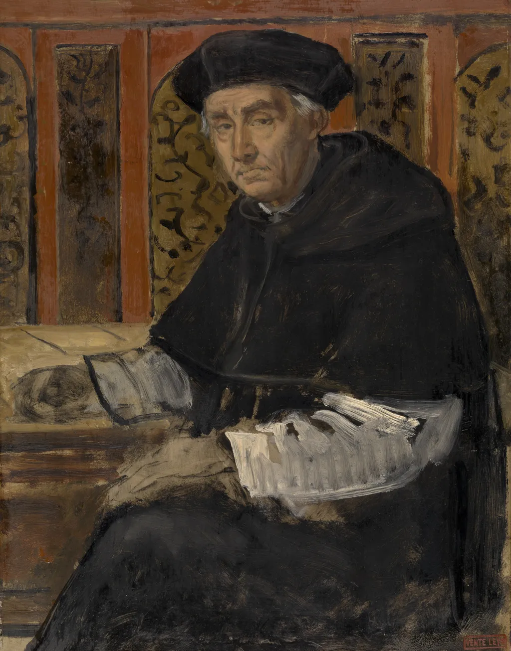 Portrait of a Cleric, by Jan August Hendrik Leys, oil, 1852
