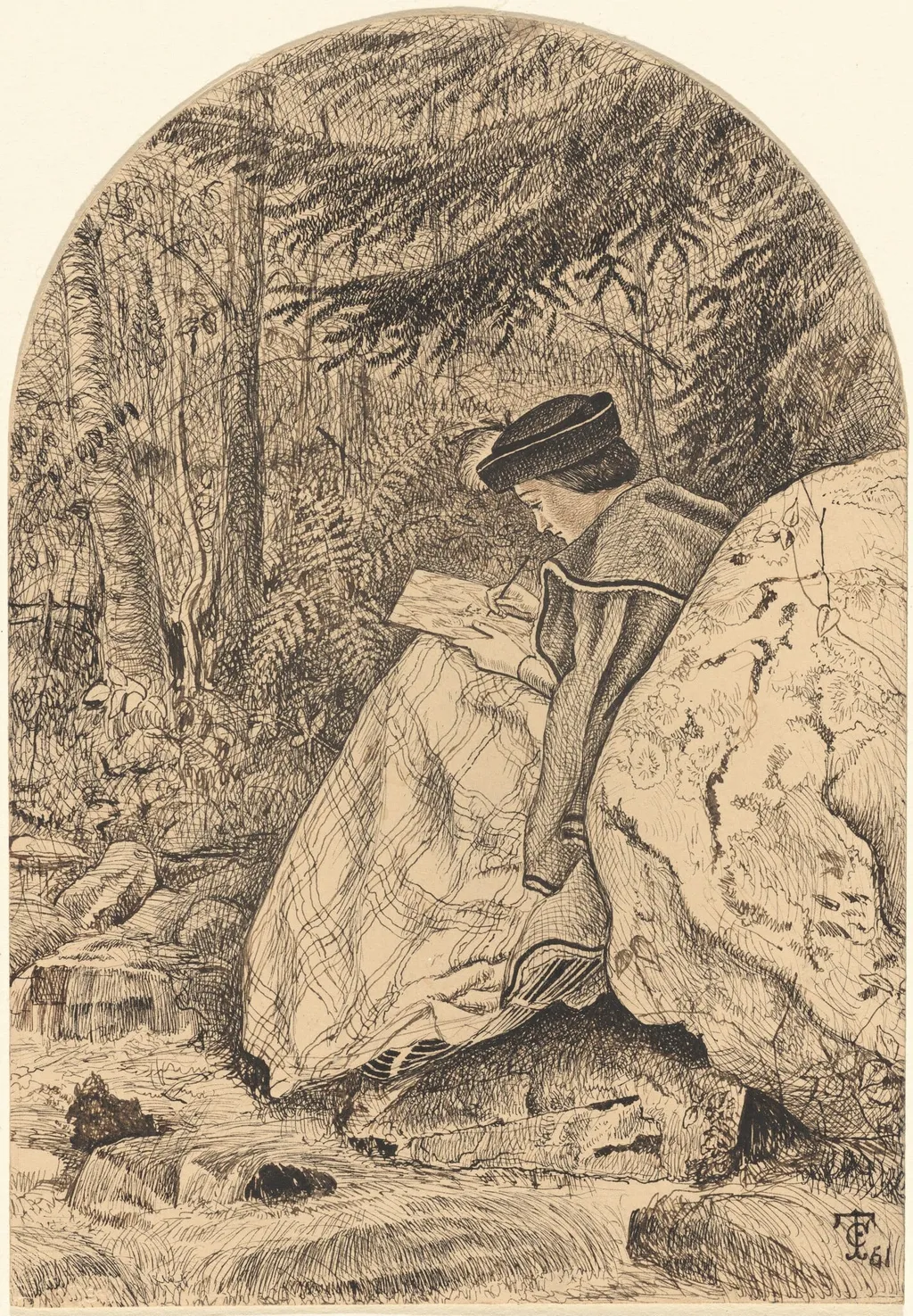 Sketching from Nature, by Thomas Charles Farrer, ink, 1861