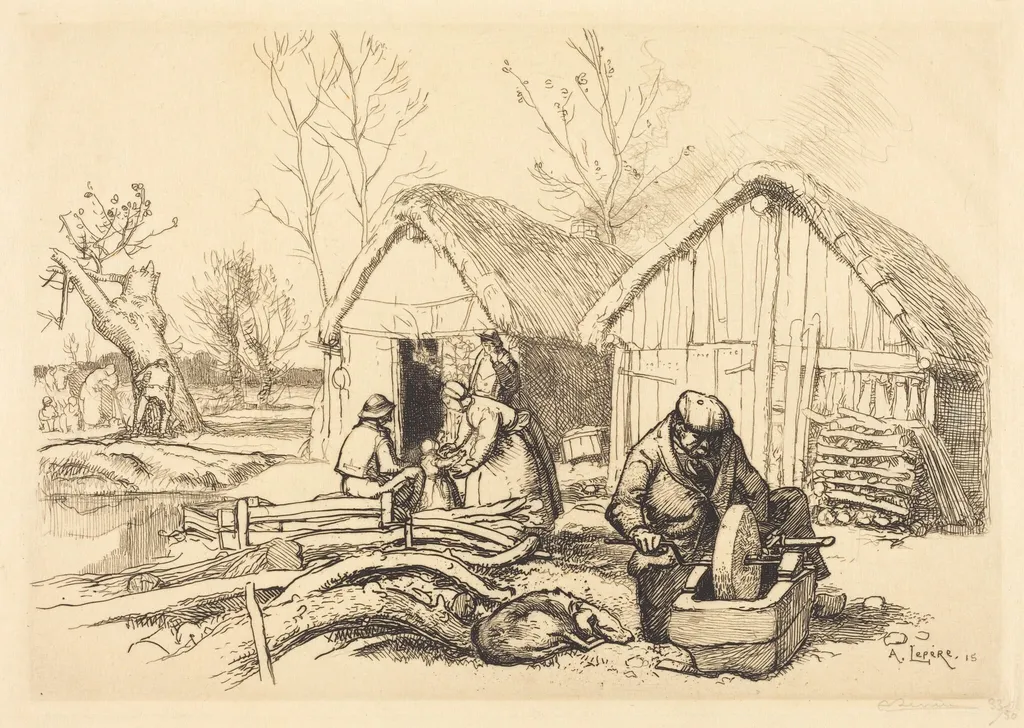 The House of the Woodcutter, Vendee (La maison du bucheron, Vendee), by Auguste Lepère, ink, 1915