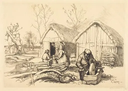 The House of the Woodcutter, Vendee (La maison du bucheron, Vendee), by Auguste Lepère, ink, 1915