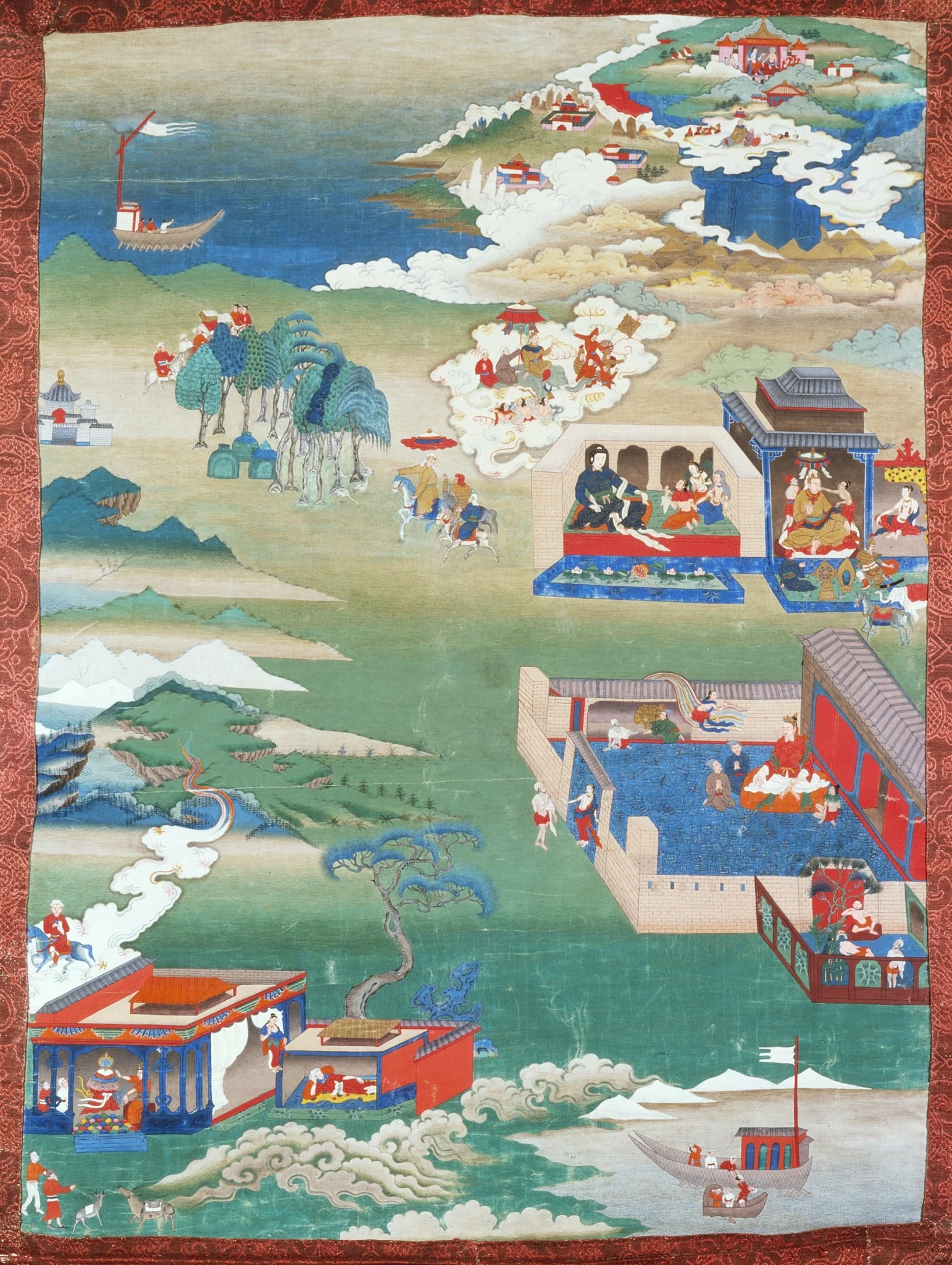 The Story of King Mandhatar; The Story of King Candraprabha; The Tale of the Island of Vadaradvipa, Painting from an Avadana Kalpalata Jataka Series, detail
