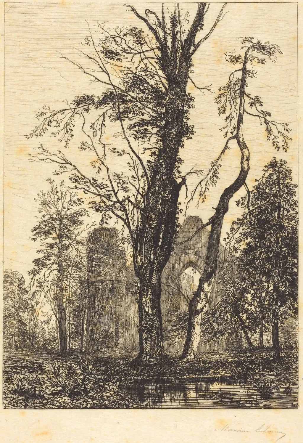 Dans un parc, by Maxime Lalanne, ink, 1856