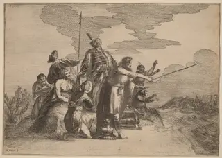 Pharoah Perishing in the Red Sea, by Willem van Lande, ink, 1630