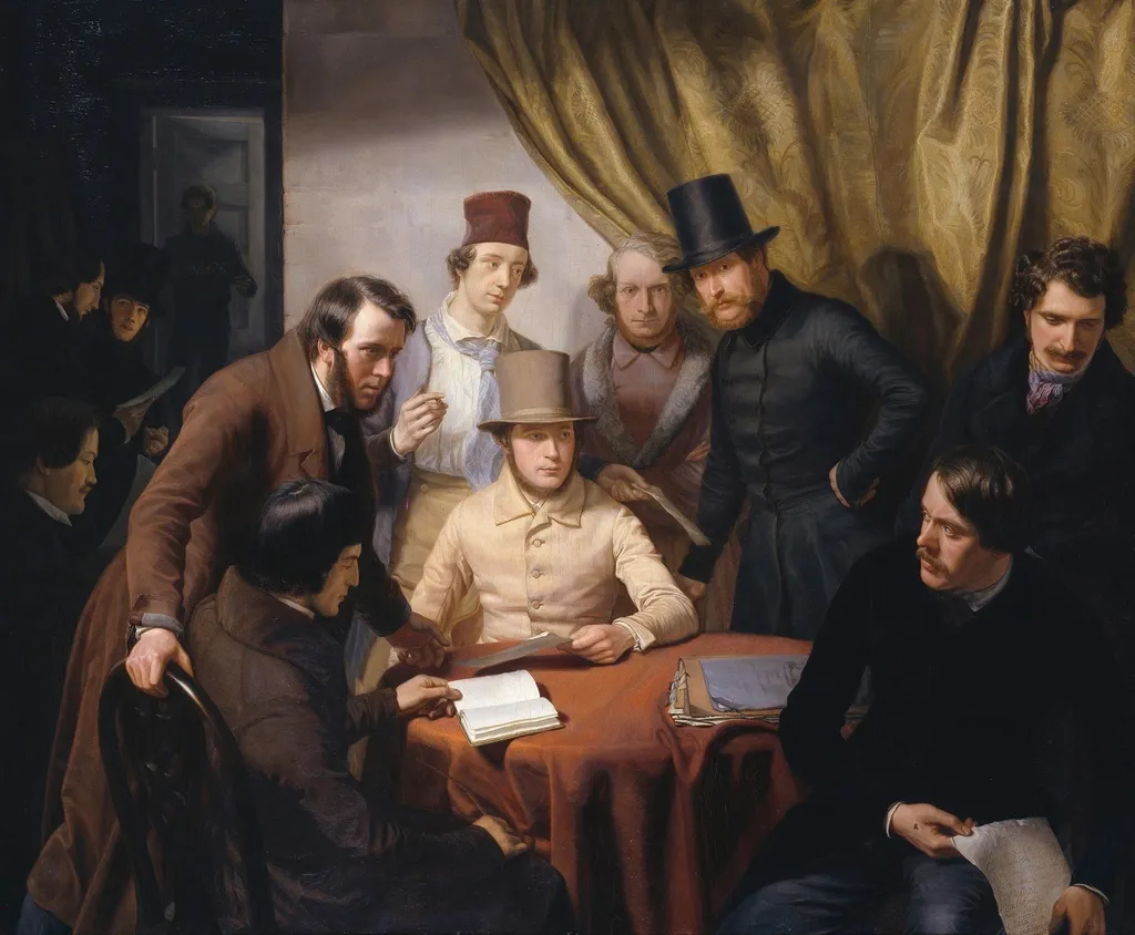 The Members of the Hamburg Artist's Club, by Günther Gensler, oil, 1840