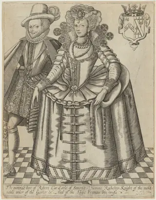 Robert Carr, Earl of Somerset and His Countess, by Renold Elstrack, ink