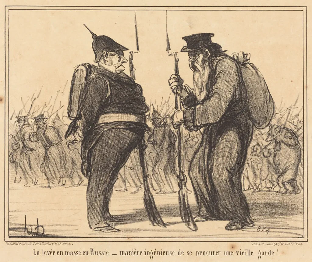 La Levée en masse en Russie..., by Honoré Daumier, ink, 1855
