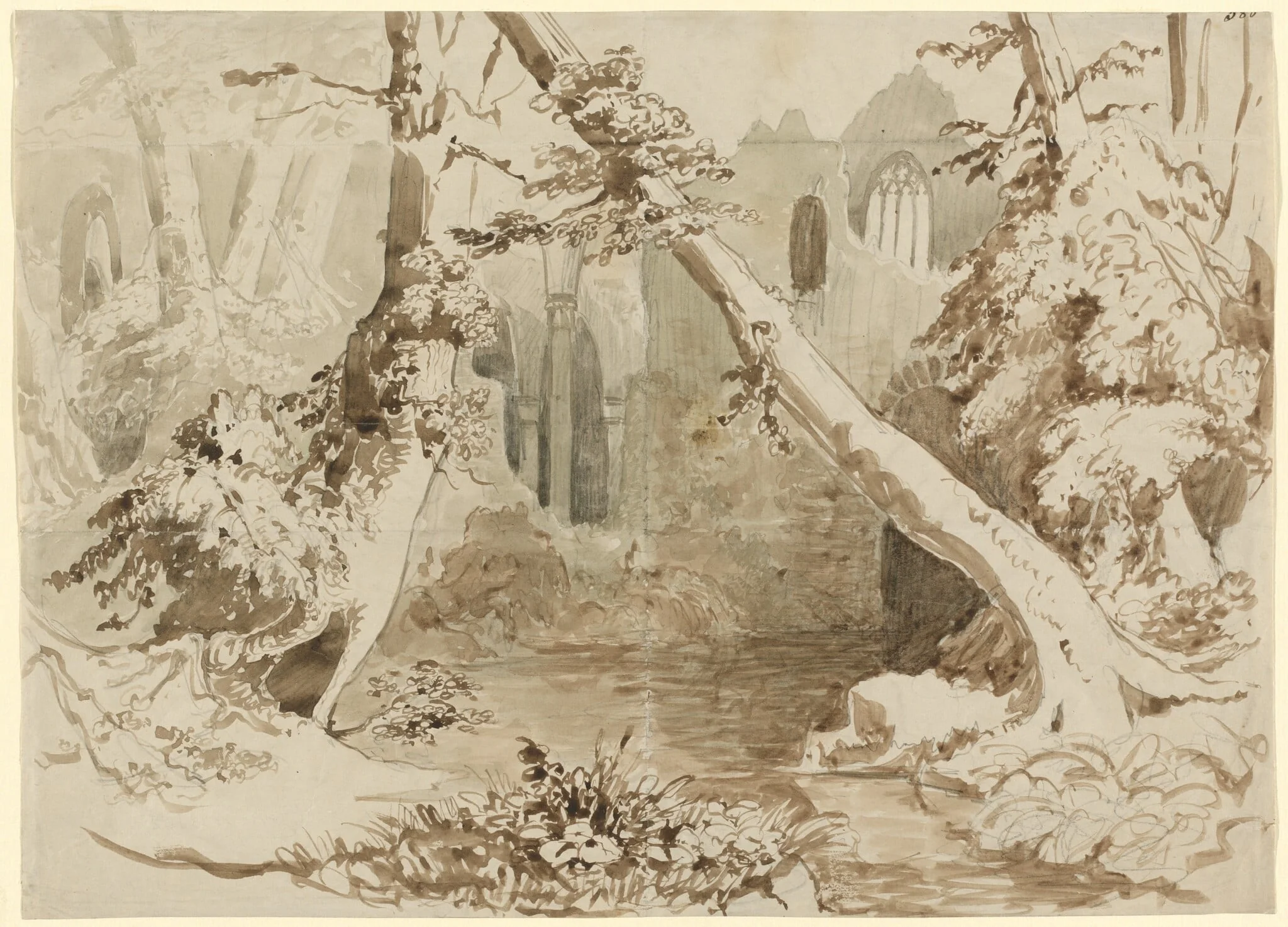 A Ruined Church in the Forest, detail