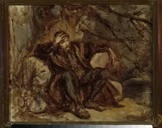 Sigismund Augustus in the Vilnius garden, sketch, by Jan Matejko, oil, 1865