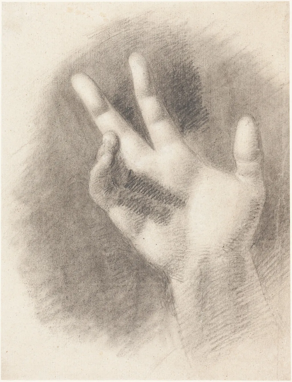 Study of a Right Hand [recto], by Benjamin Robert Haydon, chalk, 1816