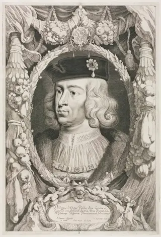 The Dukes of Burgundy:  No. 8.  Portrait of Philippe I (the Handsome) of Castile, by Jonas Suyderhoff, 1659
