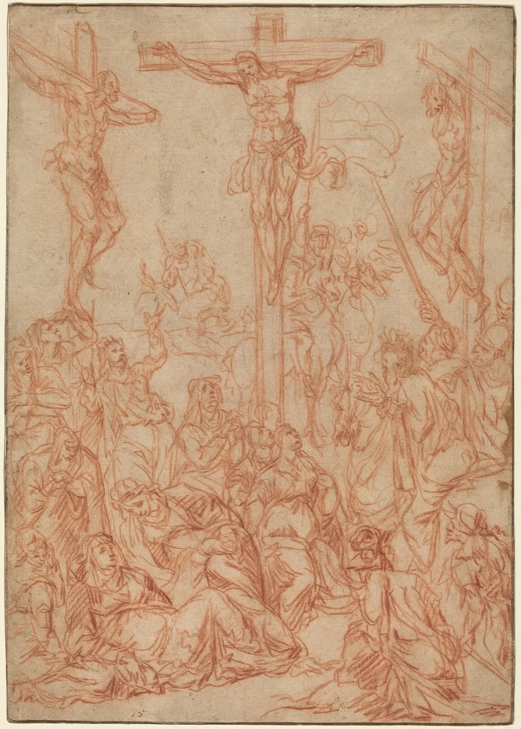 The Crucifixion, by Andrea Vicentino, chalk, 1575
