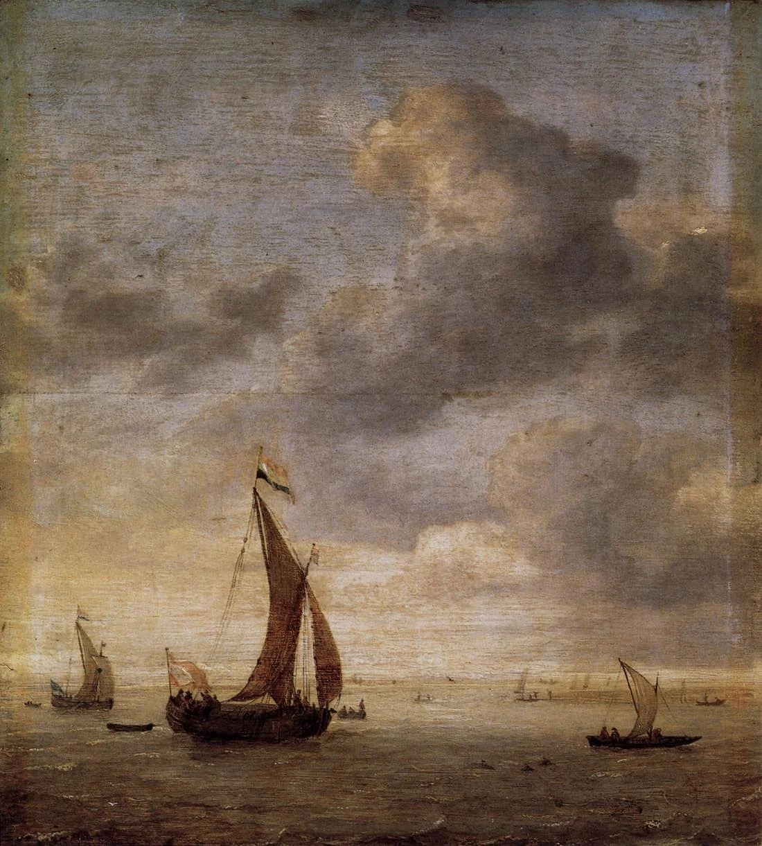 Einmaster auf leichtbewegtem Wasser, detail