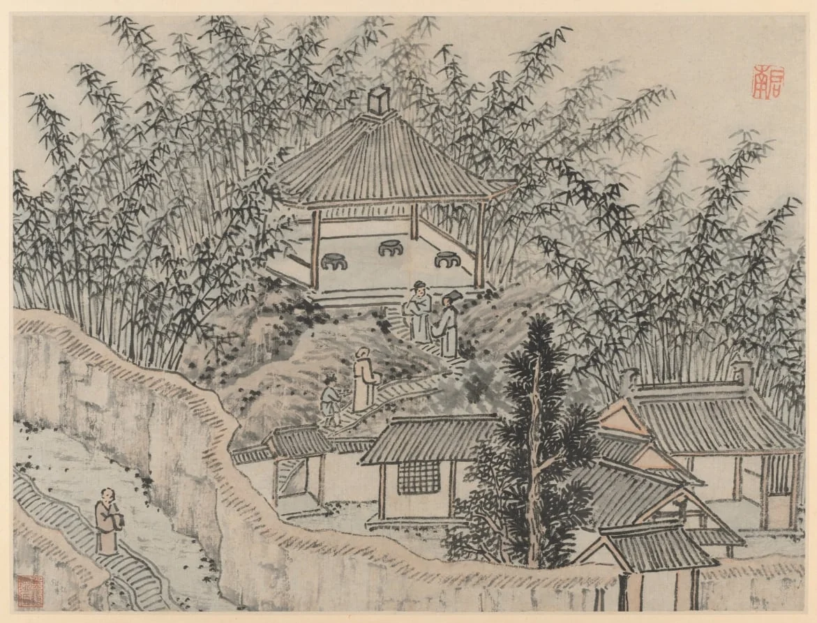 Bamboo Pavilion, Tiger Hill, from Twelve Views of Tiger Hill, Suzhou, detail