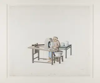 A Glass Grinder, by Puqua, paint, 1790