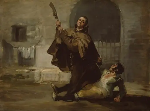 Friar Pedro Clubs El Maragato with the Butt of the Gun, by Francisco Goya, oil, 1806