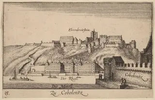 Coblentz, by Wenceslaus Hollar, ink, 1635