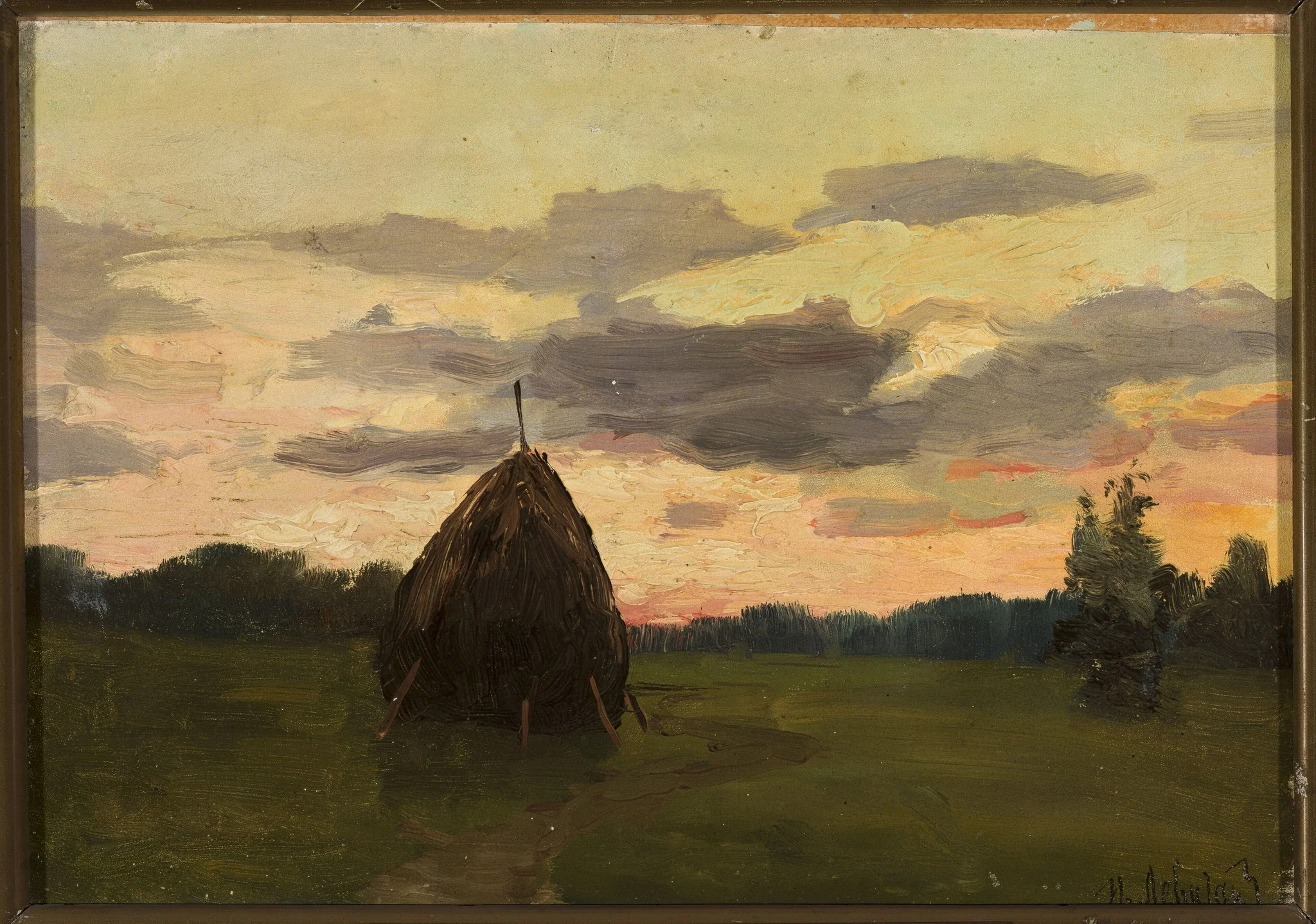Landscape with a haystack, detail