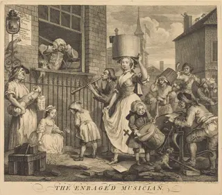 The Enraged Musician, by William Hogarth, ink, 1741