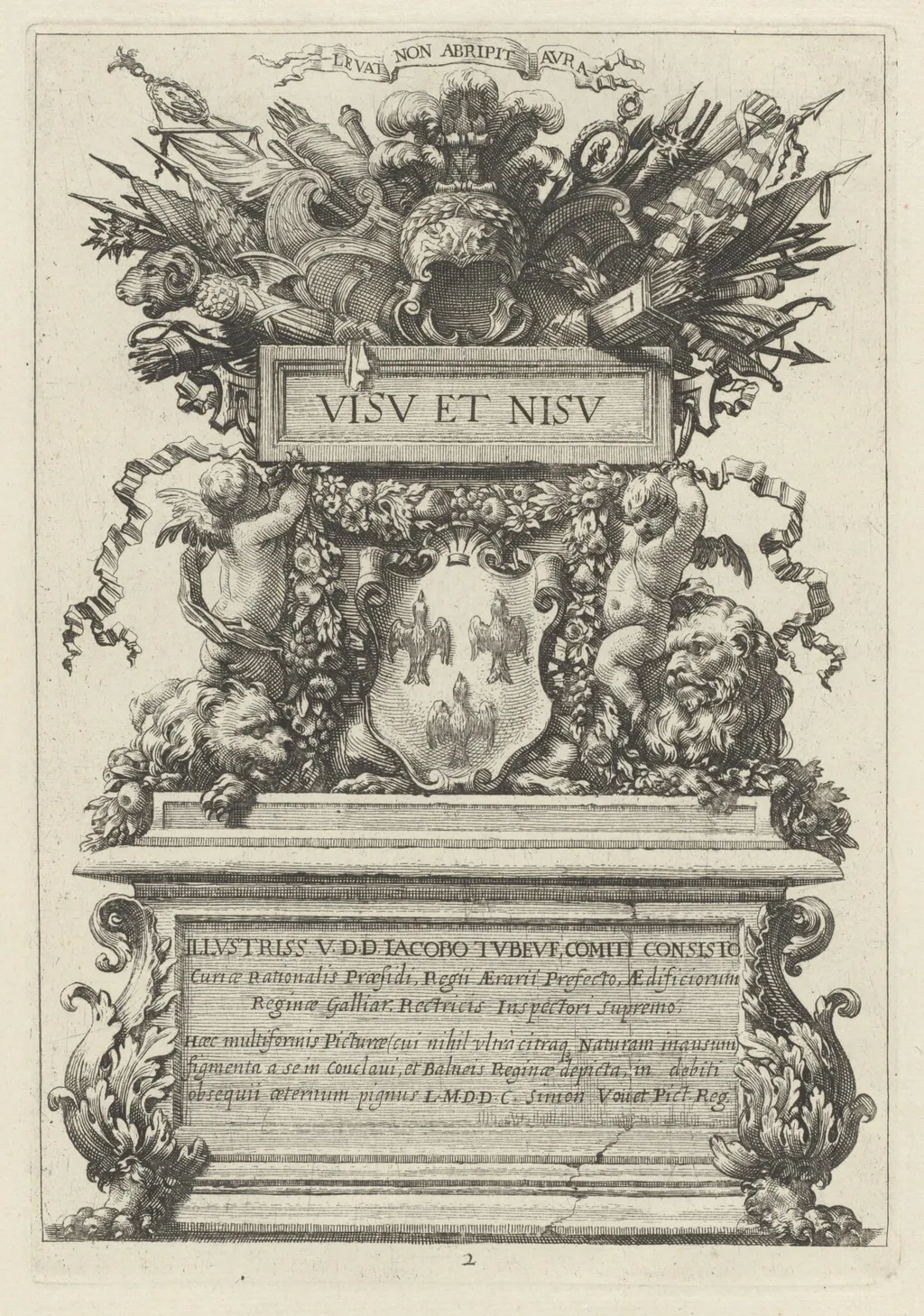 Frontispiece, by Michel Dorigny, ink, 1647