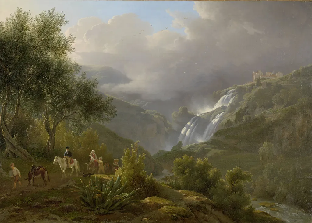The Cascades at Tivoli, with a Storm Approaching, by Abraham Teerlink, oil, 1824
