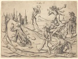 The Stoning of Saint Stephen, by Israhel van Meckenem, ink, 1470