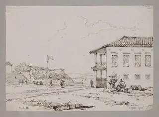 Mr. Whiteman's house and Franciscan Fort, Macao, by George Chinnery, 12