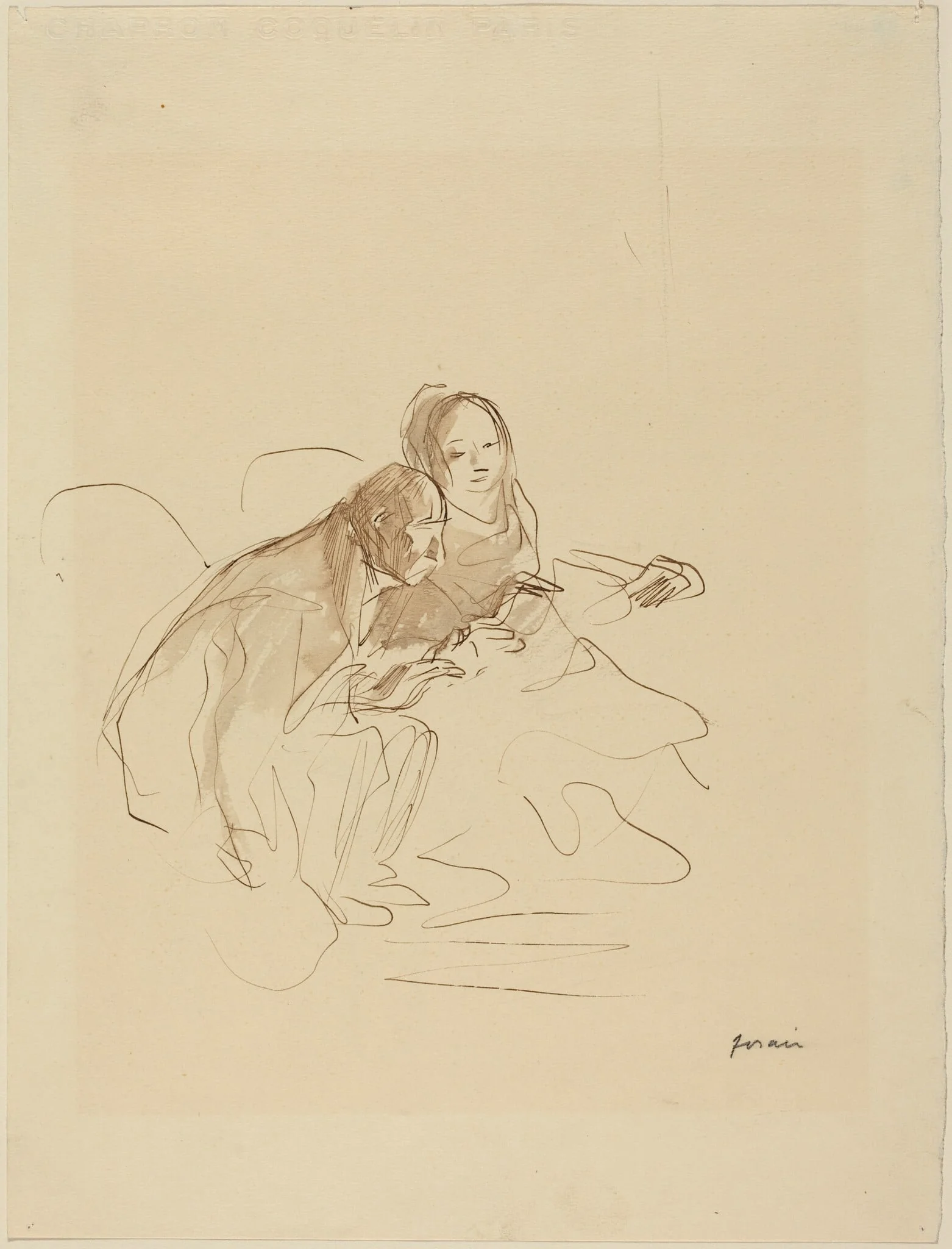 a) Chimney Corner (recto); b) Two Figures (verso), detail