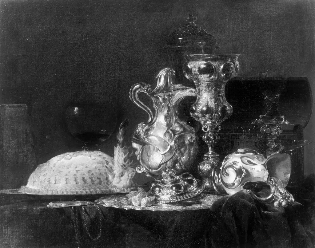 Still life with a golden goblet, by Willem Kalf, paint, 1657