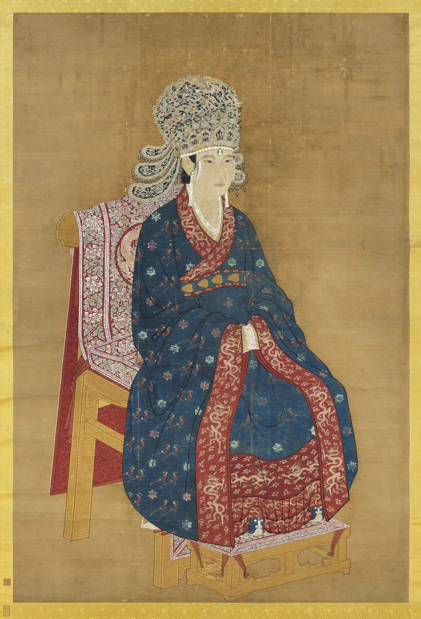 宋神宗后坐像 軸, detail