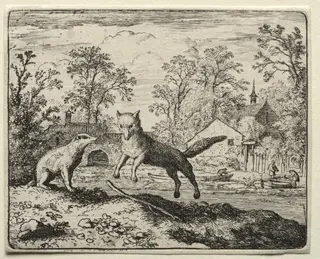 Reynard the Fox:  Reynard Doing Penance, by Allart van Everdingen, 1662