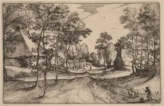 Village Road, by Claes Jansz Visscher, ink, 1612