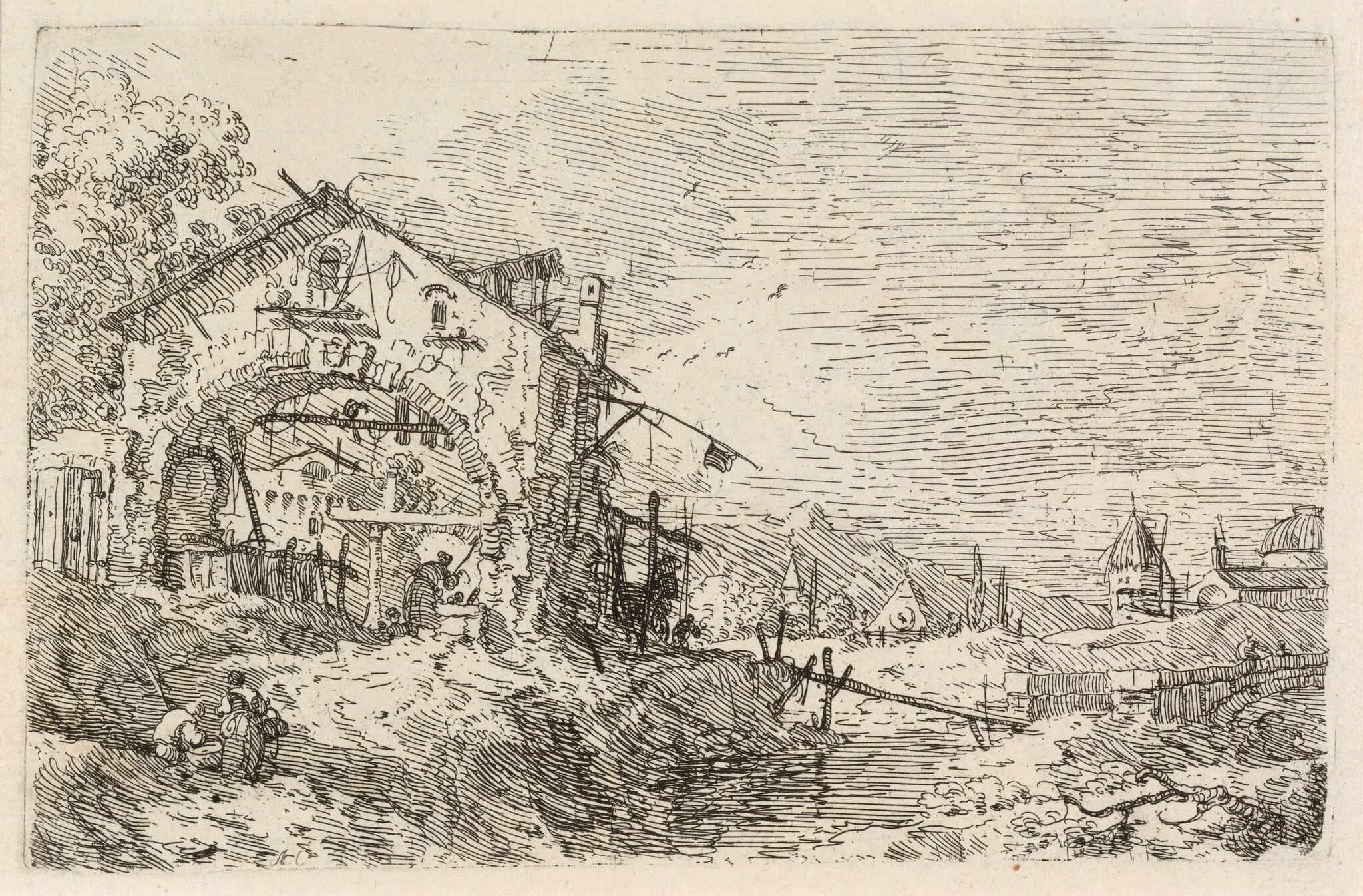 Landscape with a Woman at a Well, detail