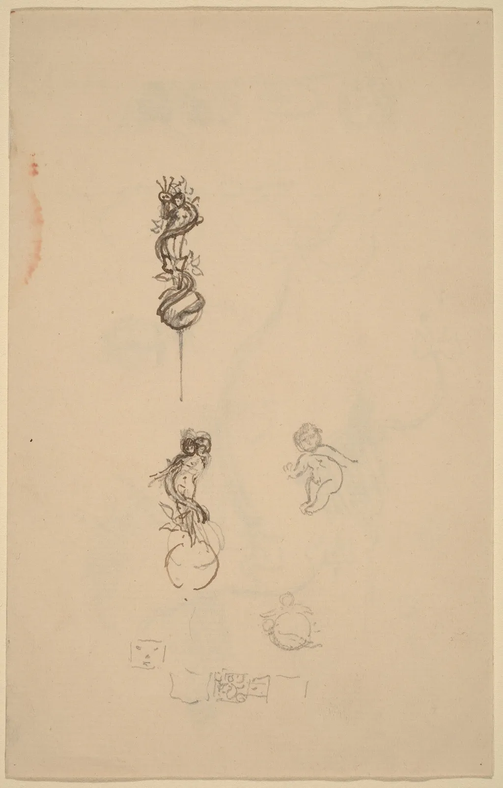 Studies for Jewelry Designs [recto], by Beatrix Godwin Whistler, ink, 1801