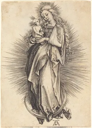 The Virgin on the Crescent, by Albrecht Dürer, ink, 1498