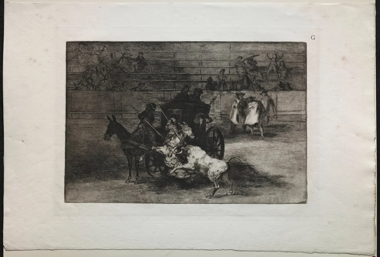Bullfights: Fight in a Carriage Harnessed to Two Mules, detail