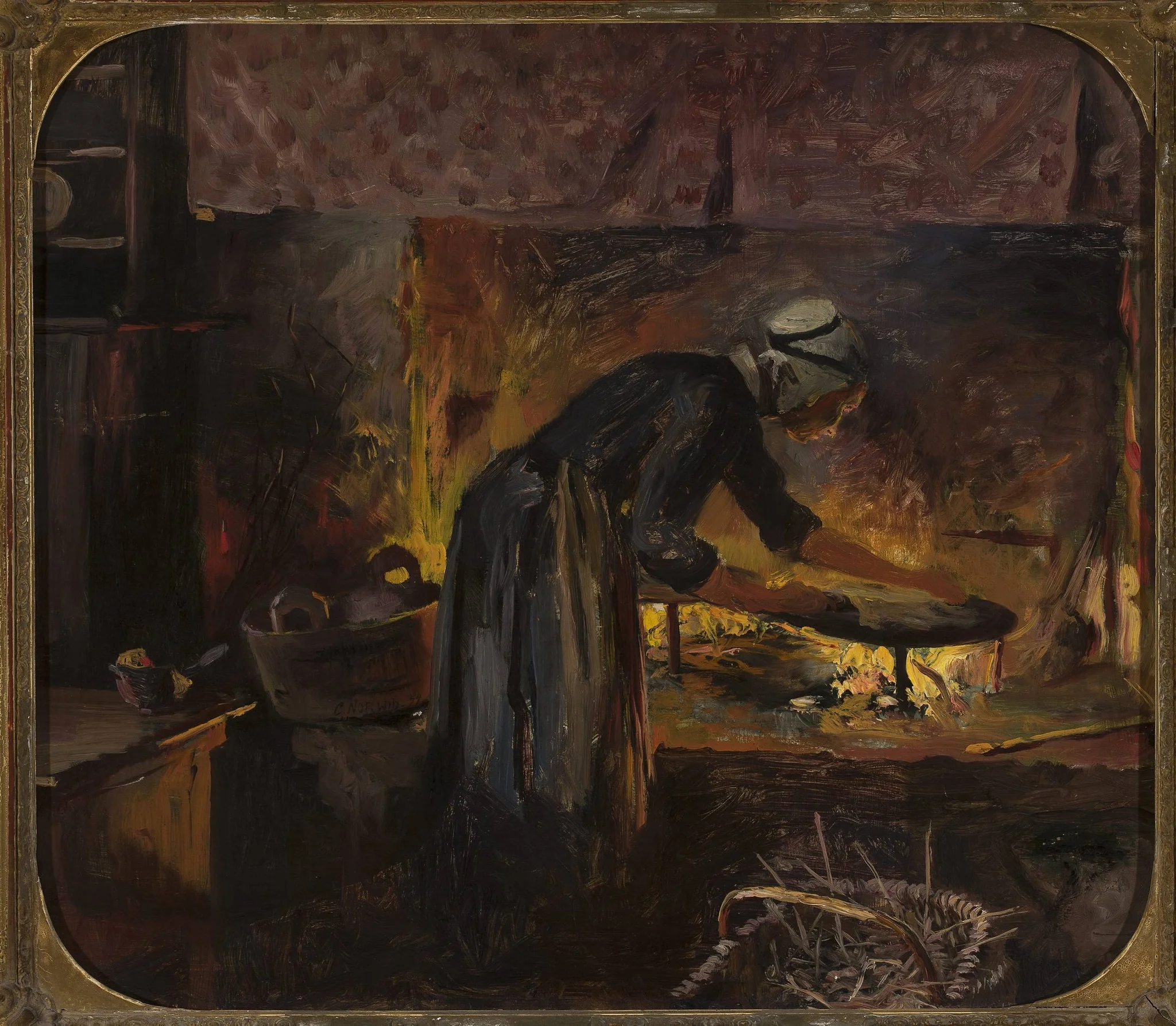 At the hearth, detail