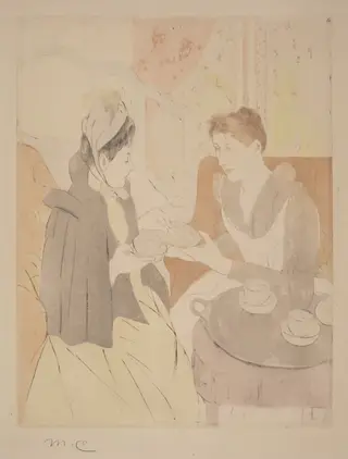 Afternoon Tea Party, by Mary Cassatt, ink, 1890