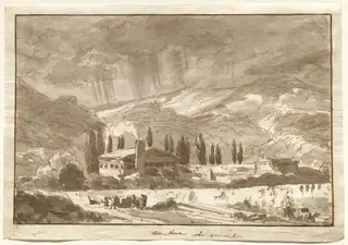A Storm over the Mountains near Nocera, by Johann Wolfgang von Goethe, ink, 1787