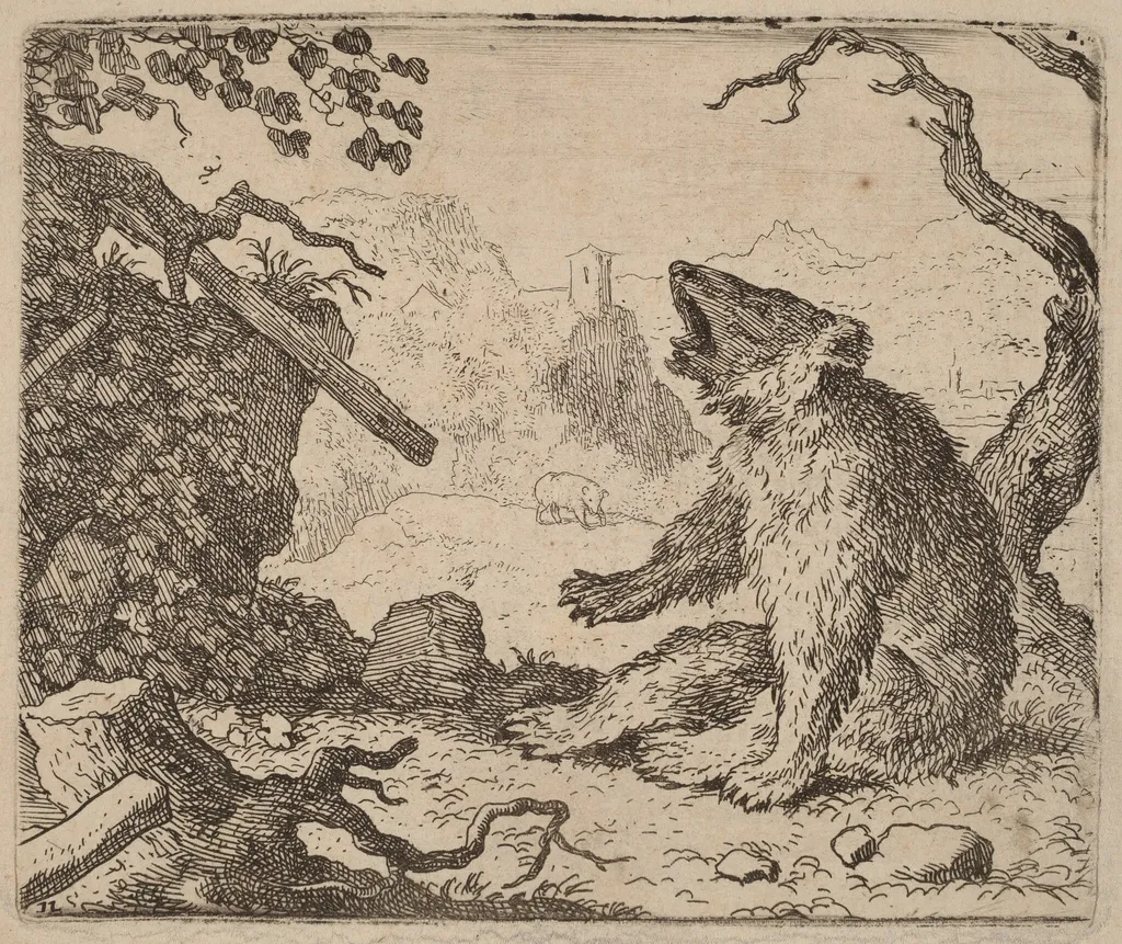 The Bear Sent as Messenger, by Allart van Everdingen, ink, 1650