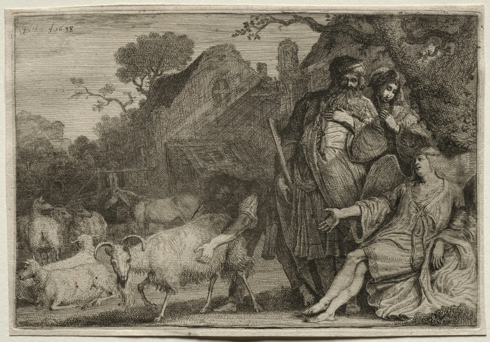 An Angel Foretells the Birth of Abraham's Son, detail