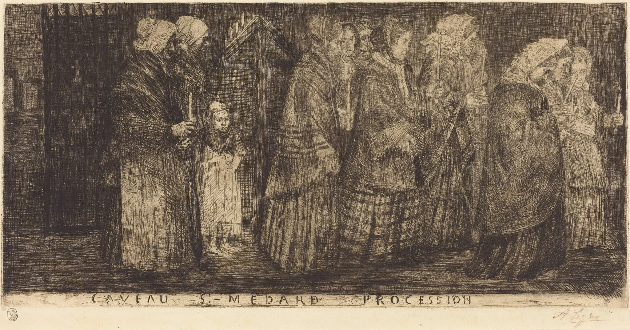 Procession in the Sepulchre of Saint Medard(Procession dans les caveaux de St.Medard), detail