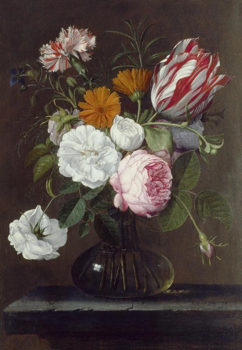 Blumen in Glasvase, detail