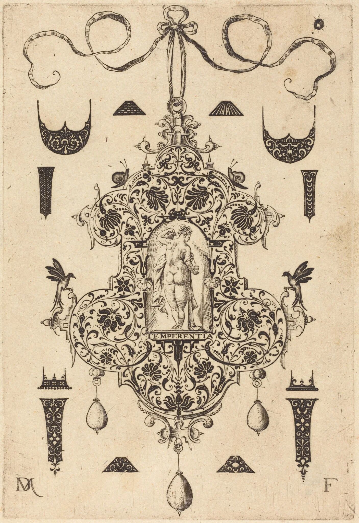 Large Pendant, Temperance Standing at Centre, detail